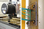Digital fabrication via waterjet cutting and testing setup.
