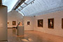 Interior of Kimbell Art Museum, with exposed concrete cylindrical shells.